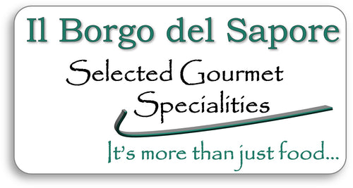 Logo for Il Borgo del Sapore with text about gourmet specialties.