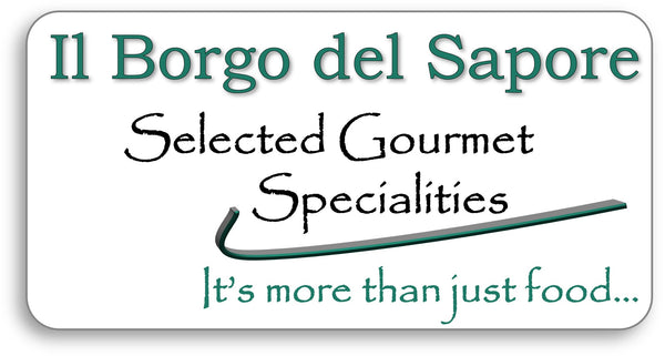 Logo for Il Borgo del Sapore with text about gourmet specialties.