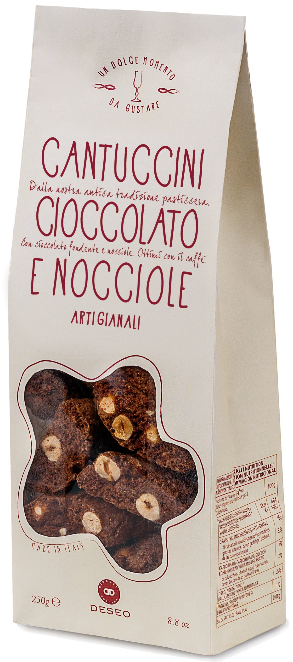 Cantuccini with chocolate and hazelnuts